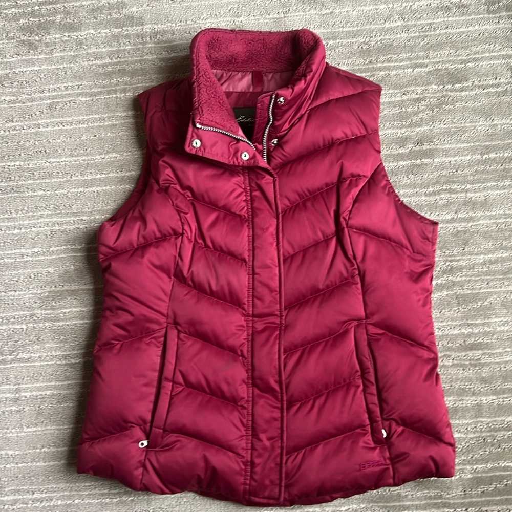 Goose down filled maroon vest